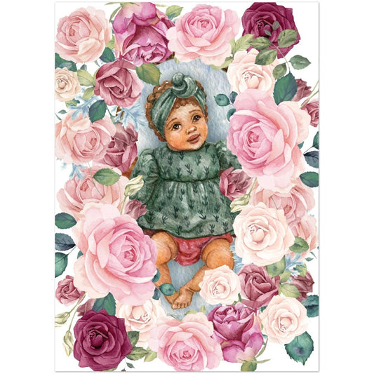 Wine Rose Garden Baby Girl, Personalized Invitations, 5”x7” Flat Cards, For Baby Shower or Special Event (10 Cards & 10 Envelopes)